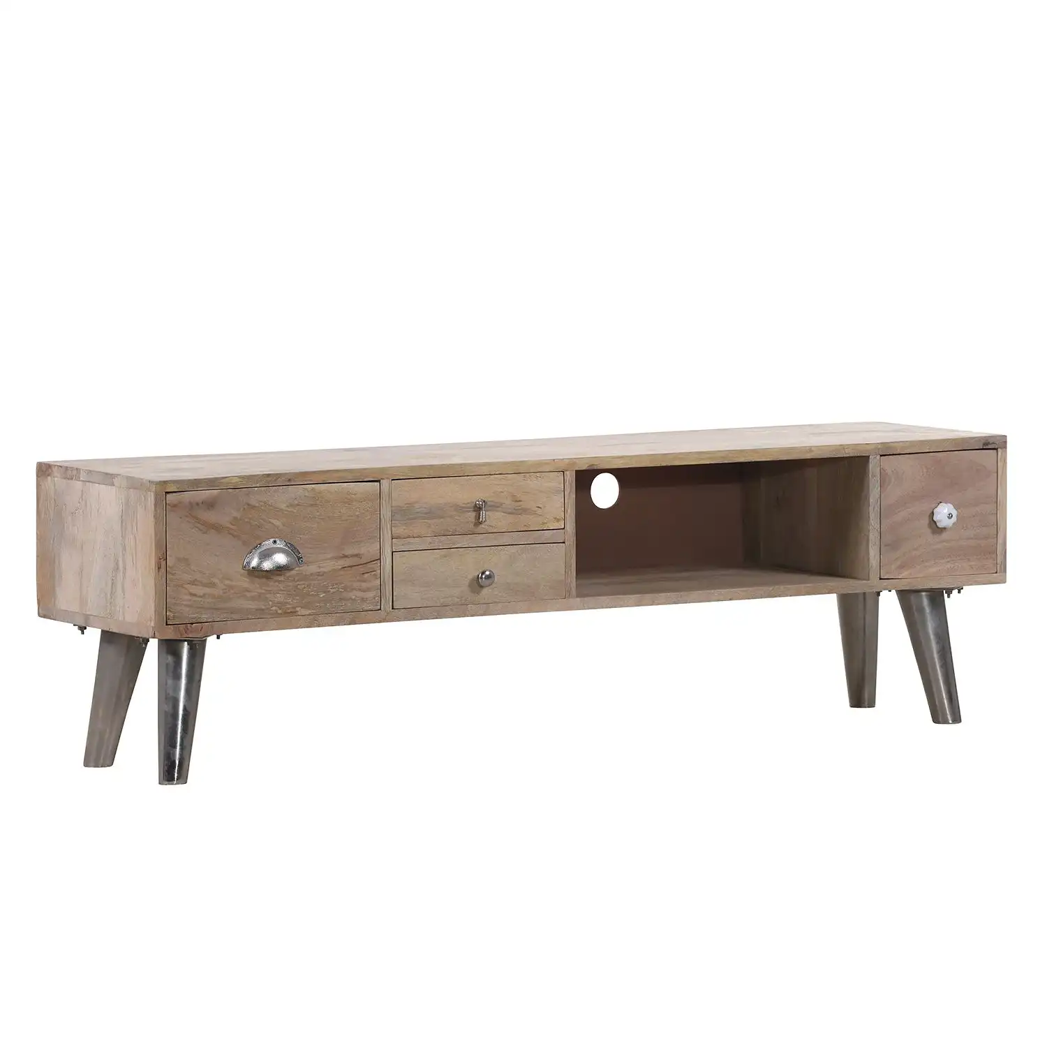 Mango Wood T.V. Cabinet with 4 drawers & 1 open compartment (Knock Down) - popular handicrafts